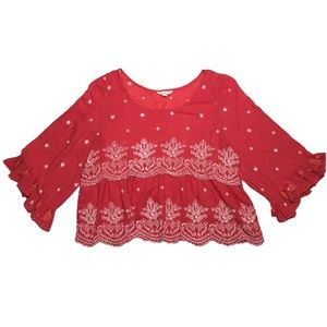 American Eagle - Bell Sleeve Blouse Embroidered